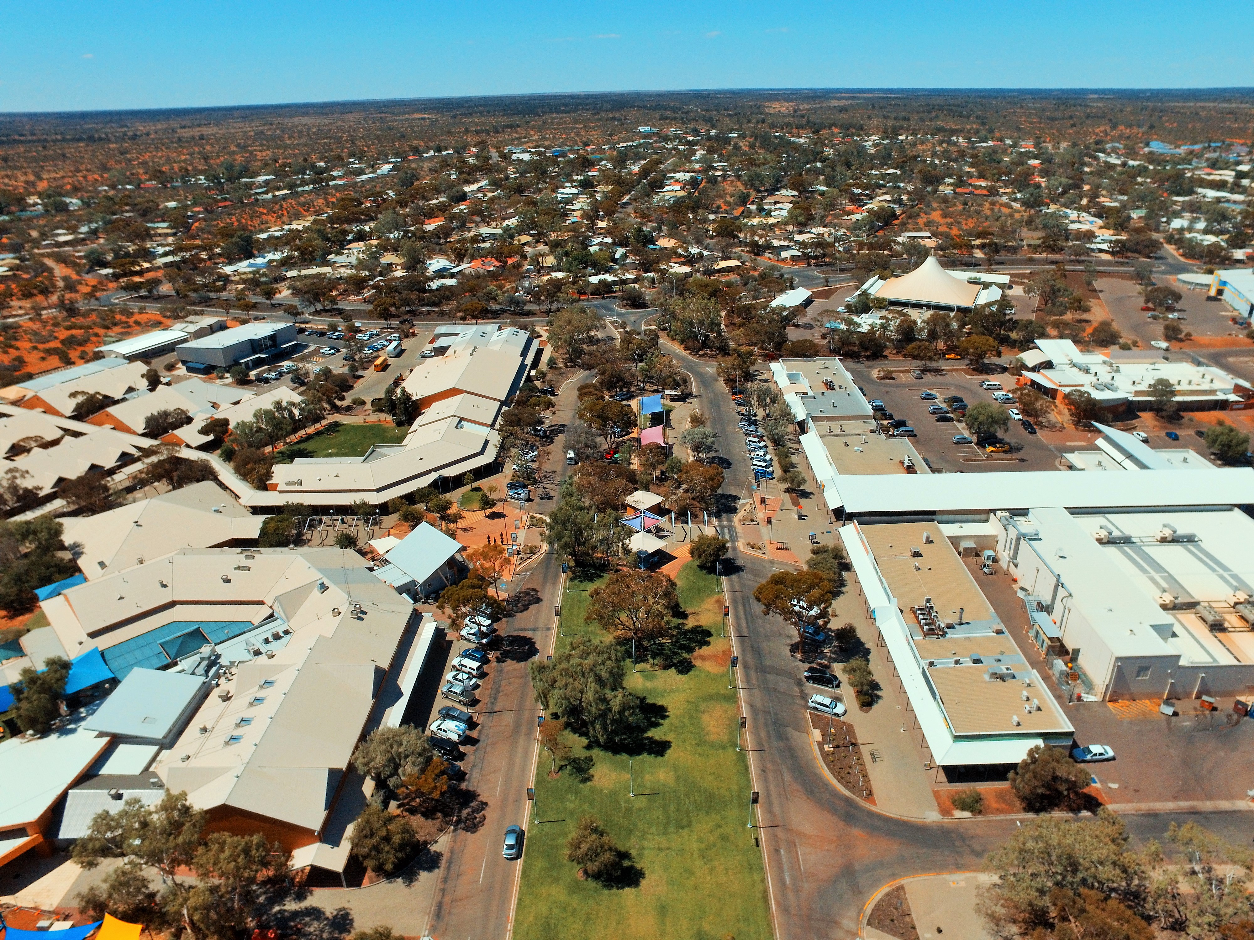 Main street drone pic Aerial main street